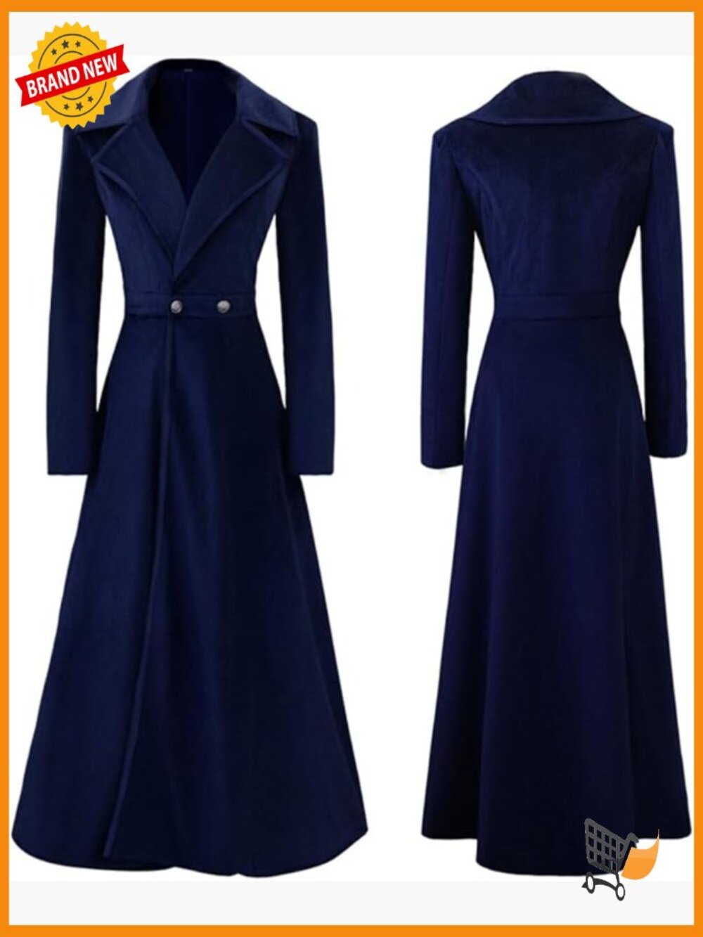 Women Steampunk Victorian Tailcoat Double Breasted Long Trench Coat Medieval